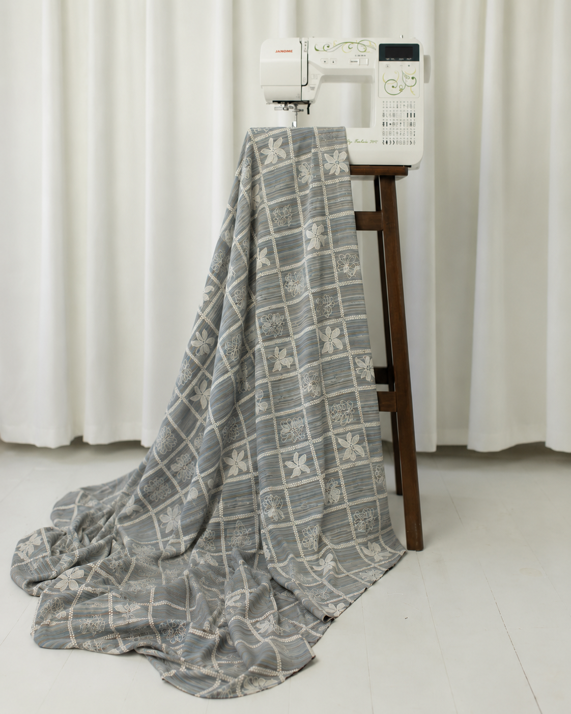 Embroidered Jacquard Cotton Fabric - image 3
