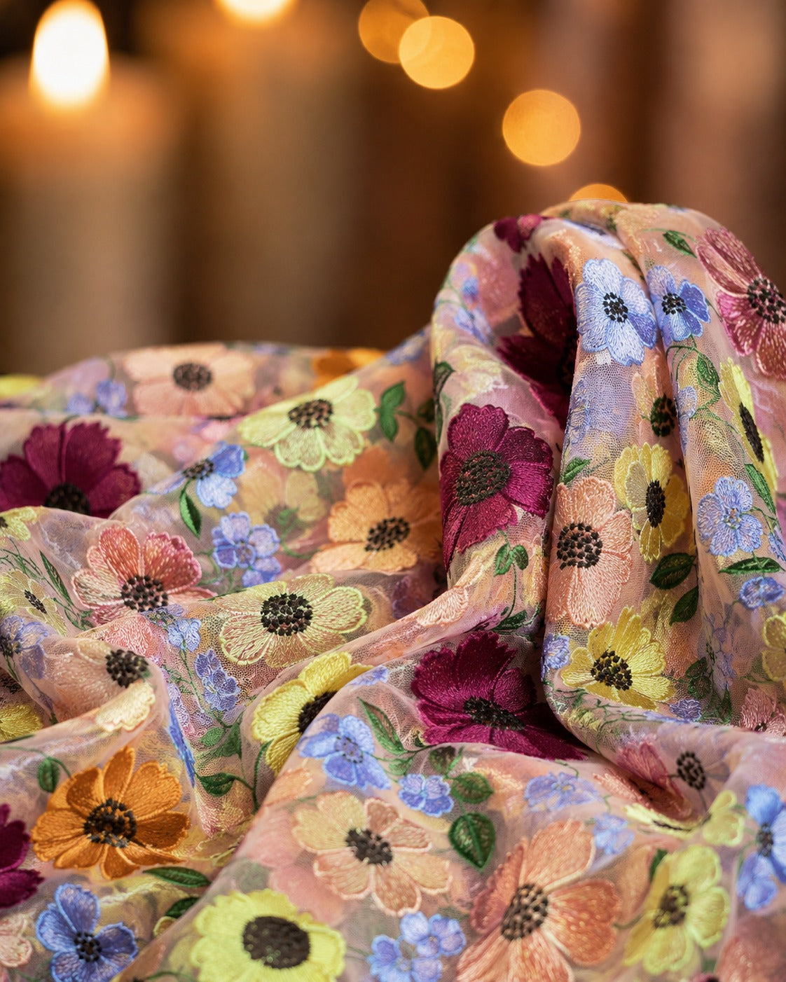 3D Floral Mesh Lace Fabric - image 8