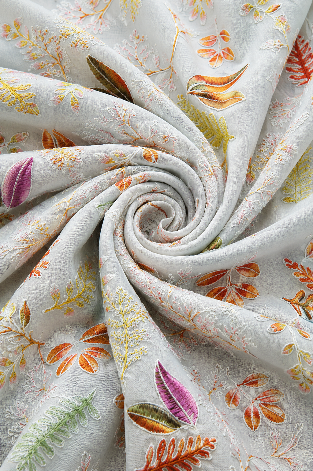 Multicolor Floral Schiffli Embroidery Fabric - image 5