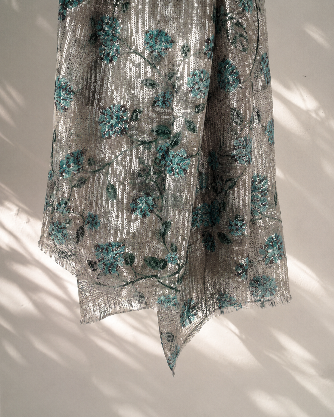 Floral Sequin Embroidered Net Fabric - image 5