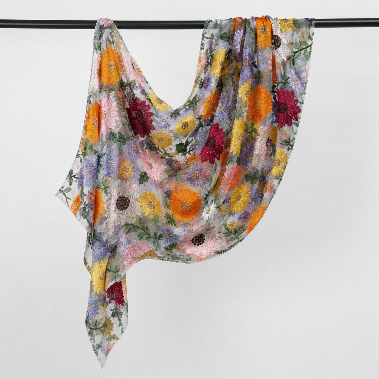 Floral Embroidered Net Fabric - image 9