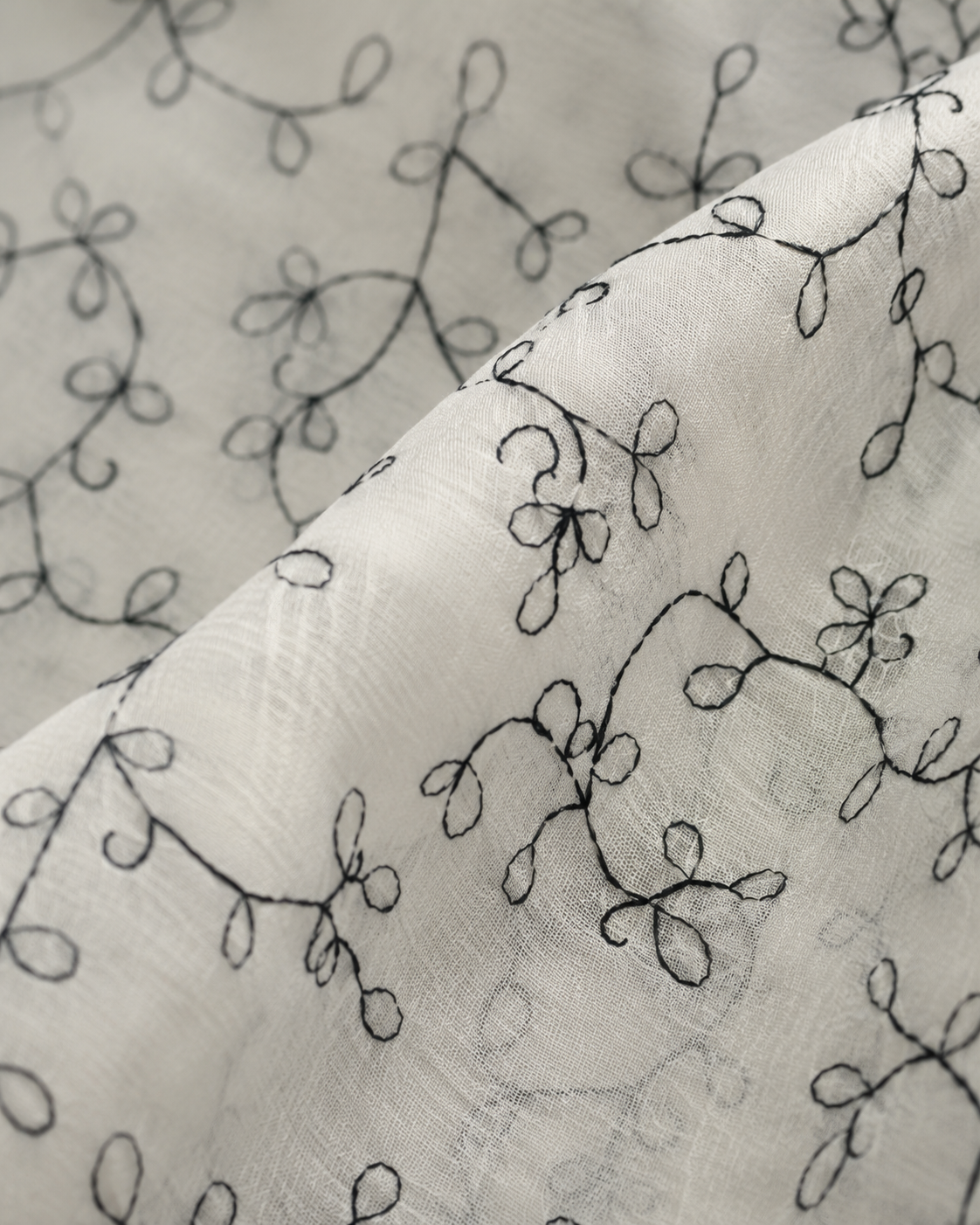 Sheer Embroidered Fabric with Border - image 2