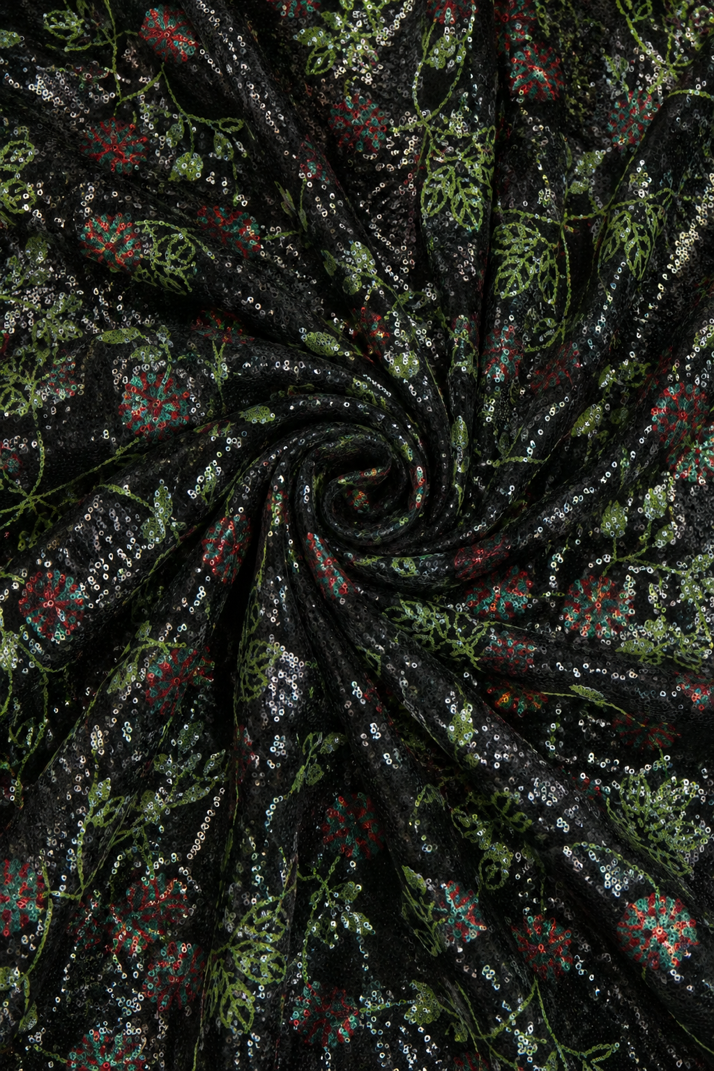 Floral Sequin Embroidery Net Fabric - image 5