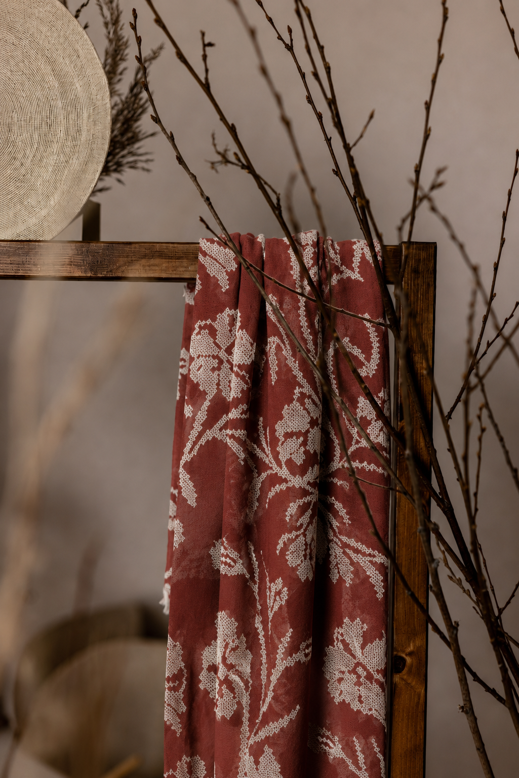 Red Floral Brocade Jacquard Fabric - image 1