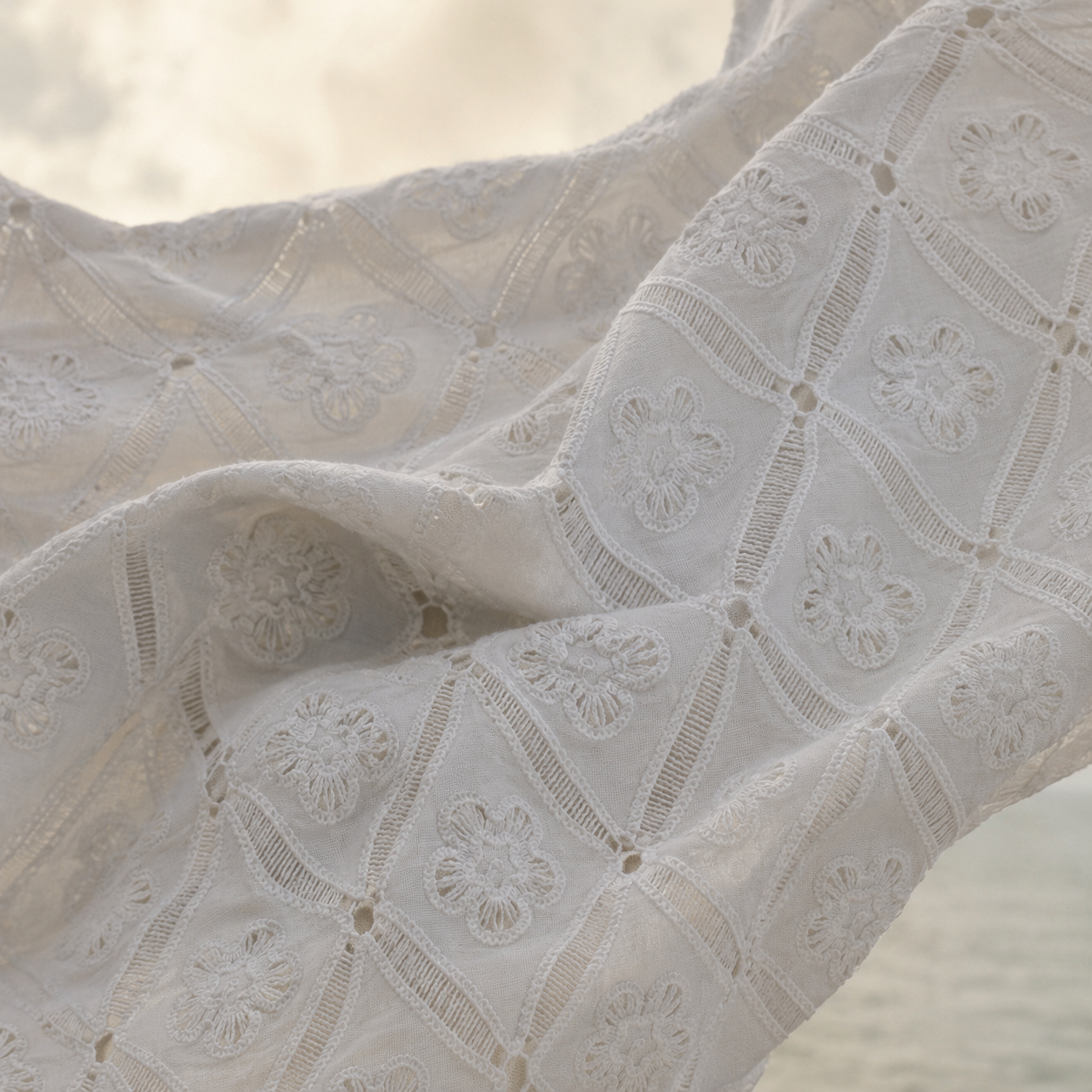 Cotton Schiffli Embroidery Fabric - image 6