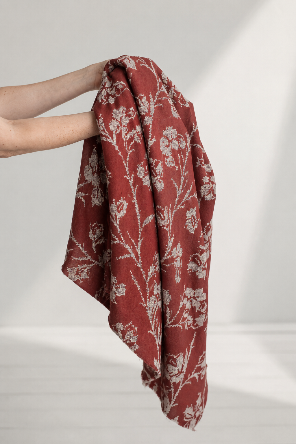 Red Floral Brocade Jacquard Fabric - image 5