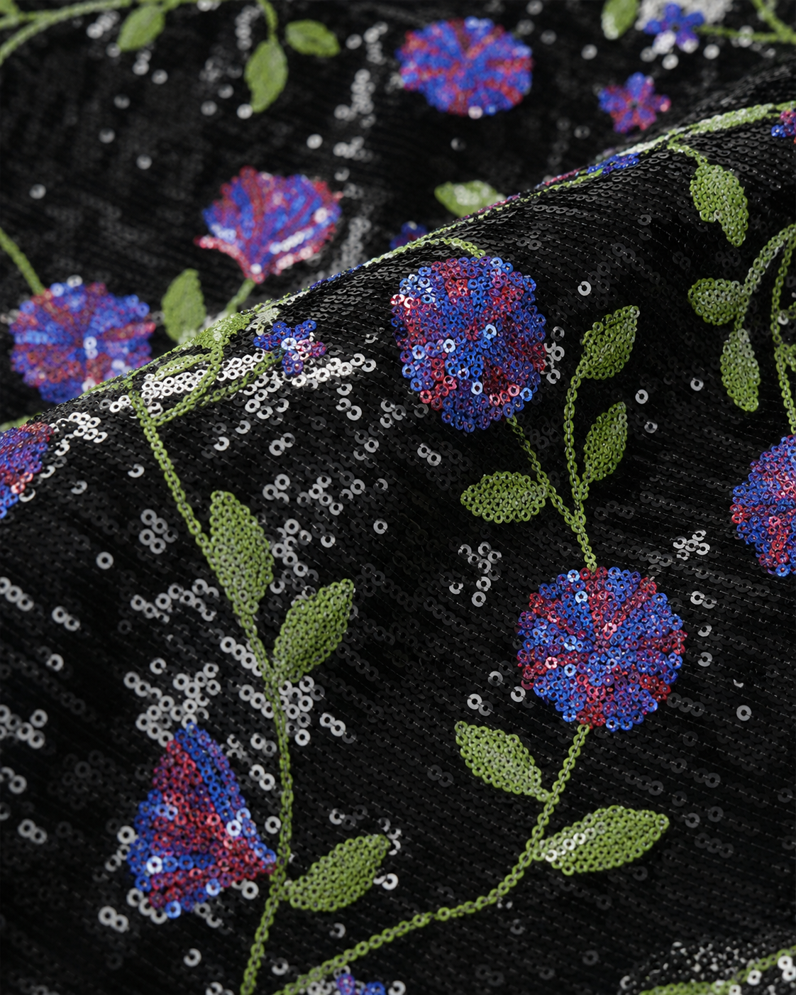 Floral Sequin Mesh Fabric - image 1