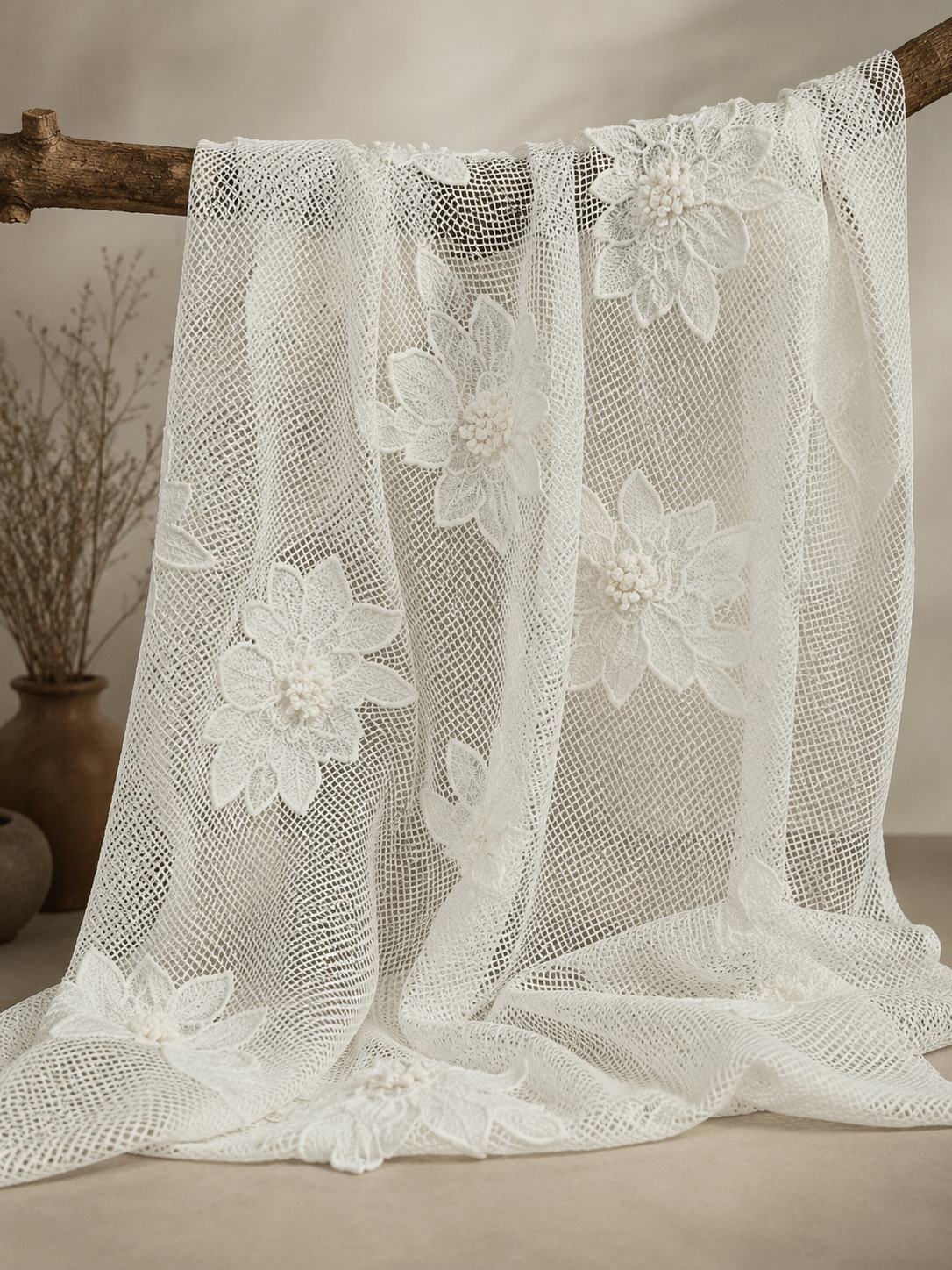 Guipure Appliqué on Net Mesh - image 2