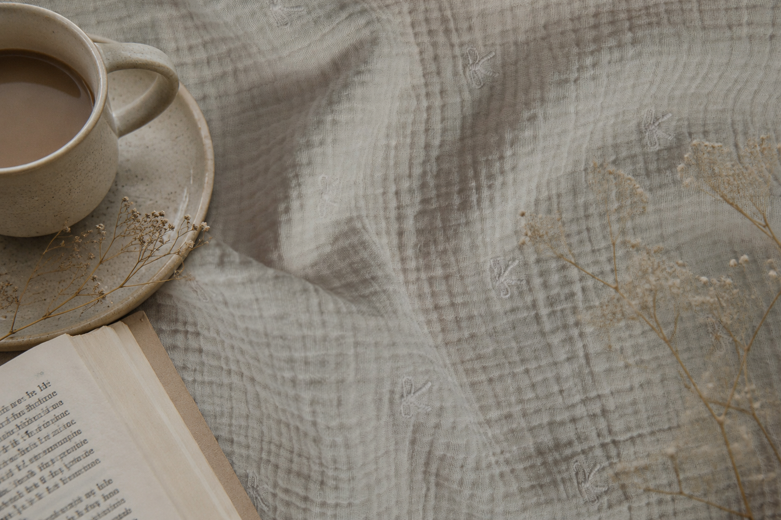 Double Gauze Muslin Fabric with Bow Embroidery - image 5