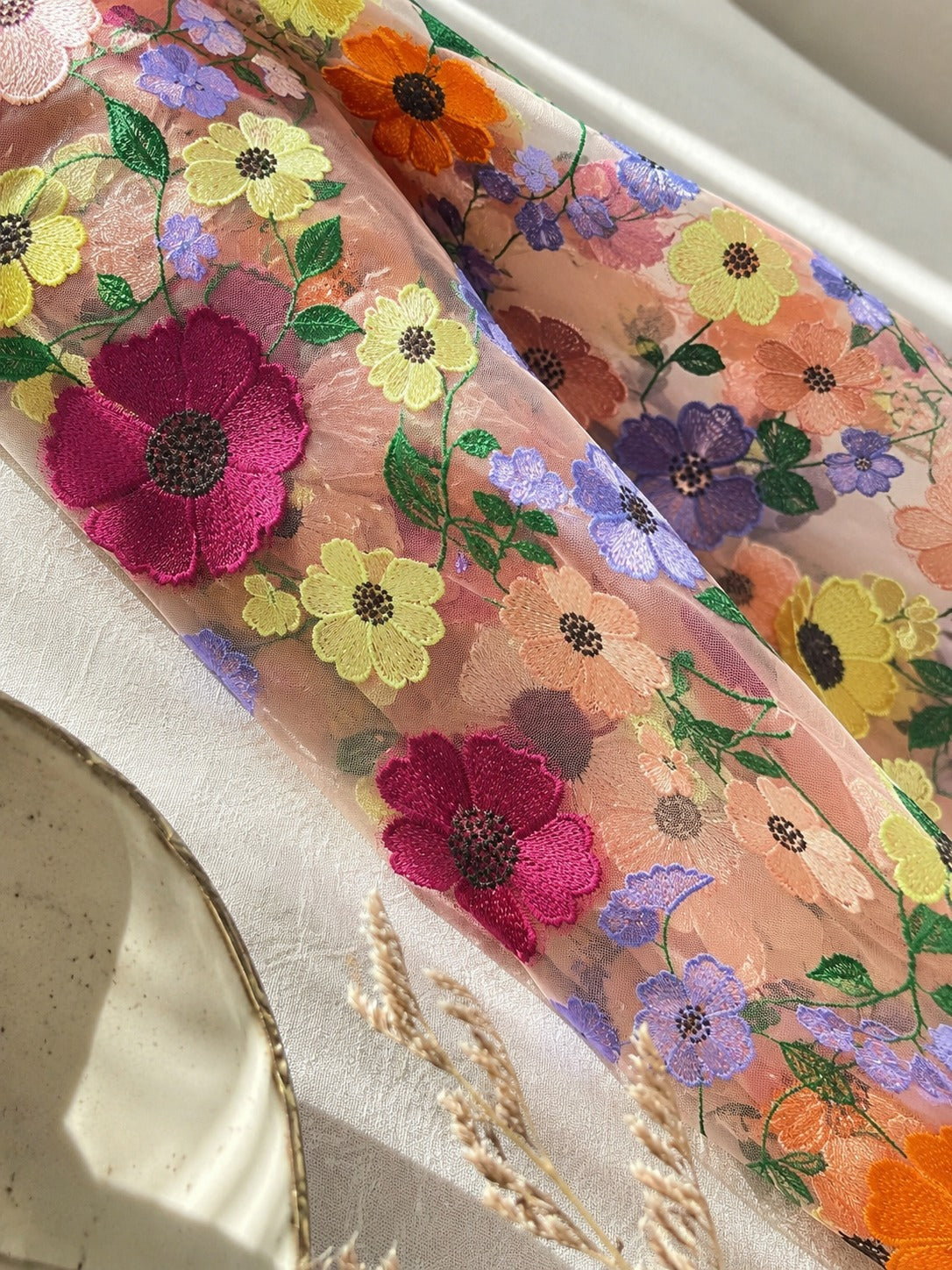 3D Floral Mesh Lace Fabric - image 2