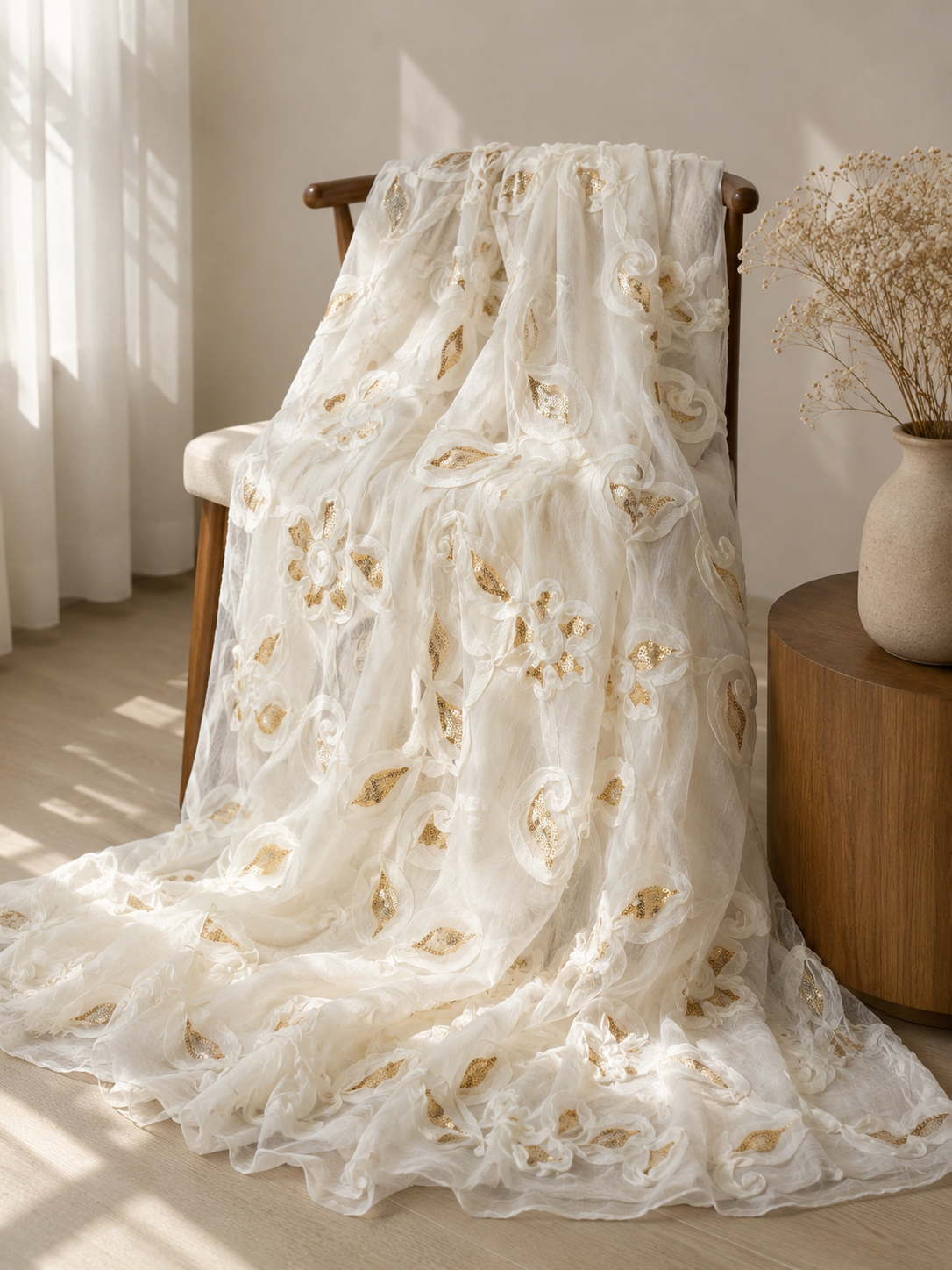 Crinkle Organza with 3D Appliqué - image 9