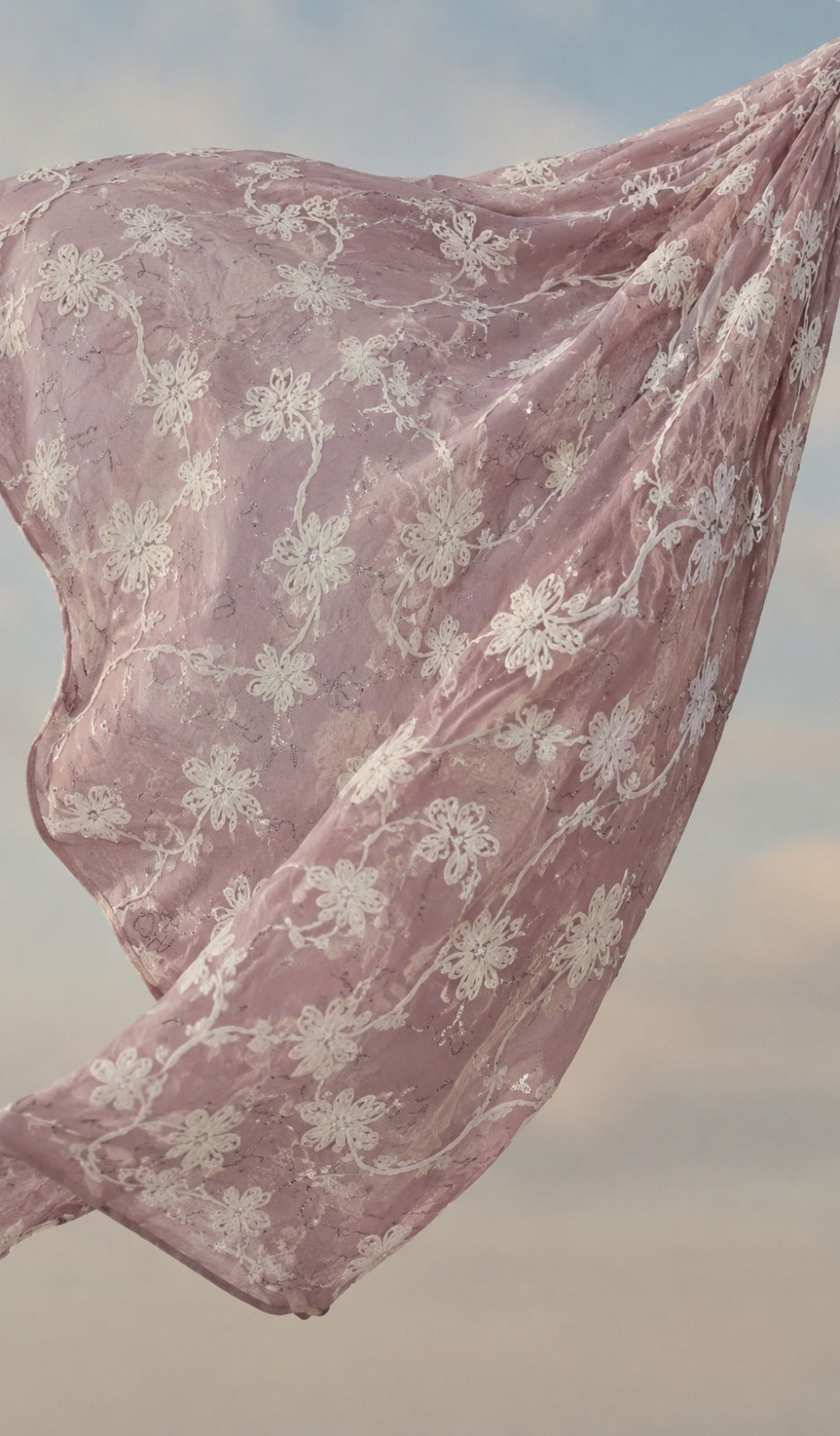Fabric with Ribbon Embroidery and Sequin Embellishments - image 7