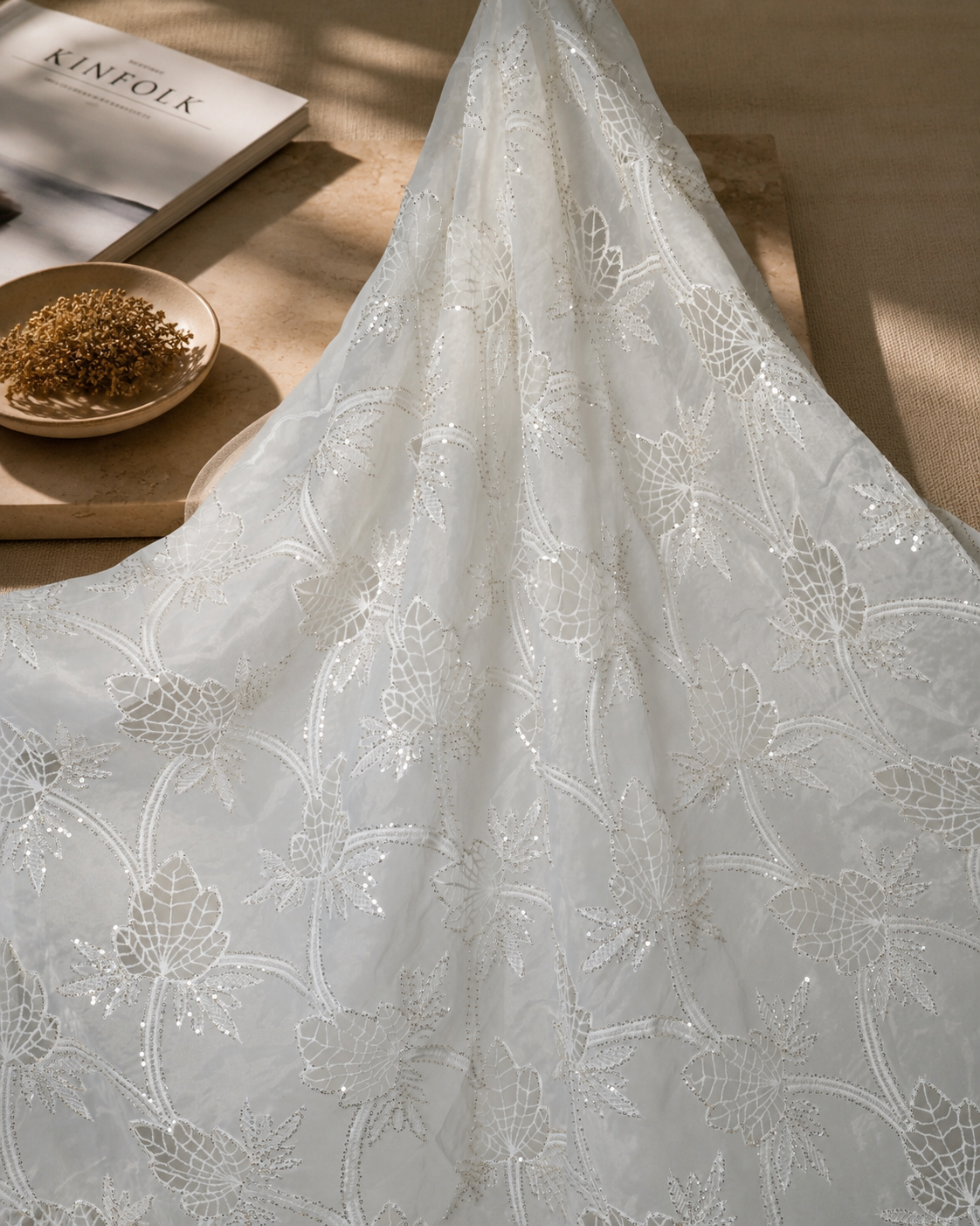 Luxury Embroidered Sequin Mesh Fabric - image 4