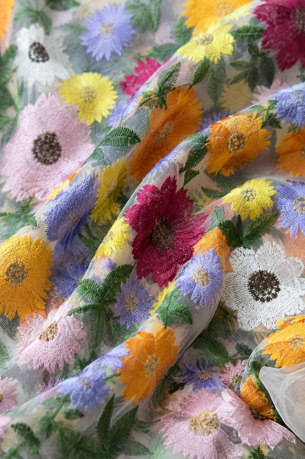 Floral Embroidered Net Fabric - image 10