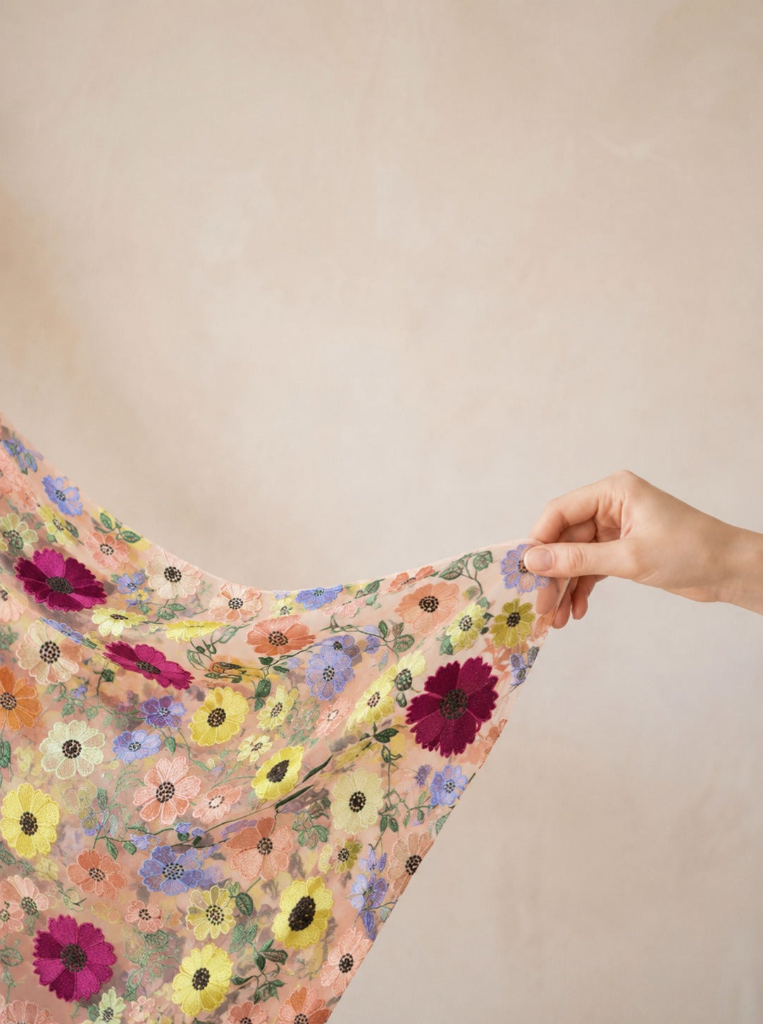 3D Floral Mesh Lace Fabric - image 4