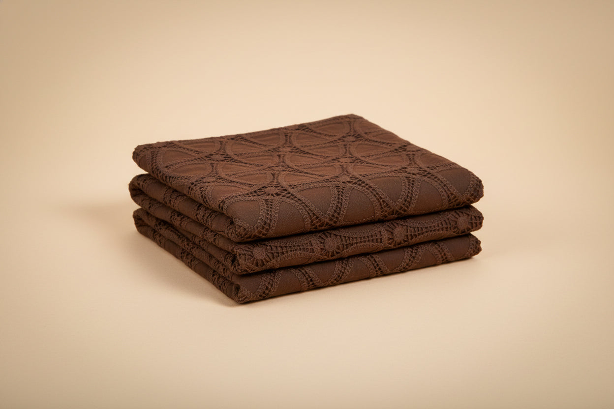 Chocolate Brown Geometric Embroidered Fabric