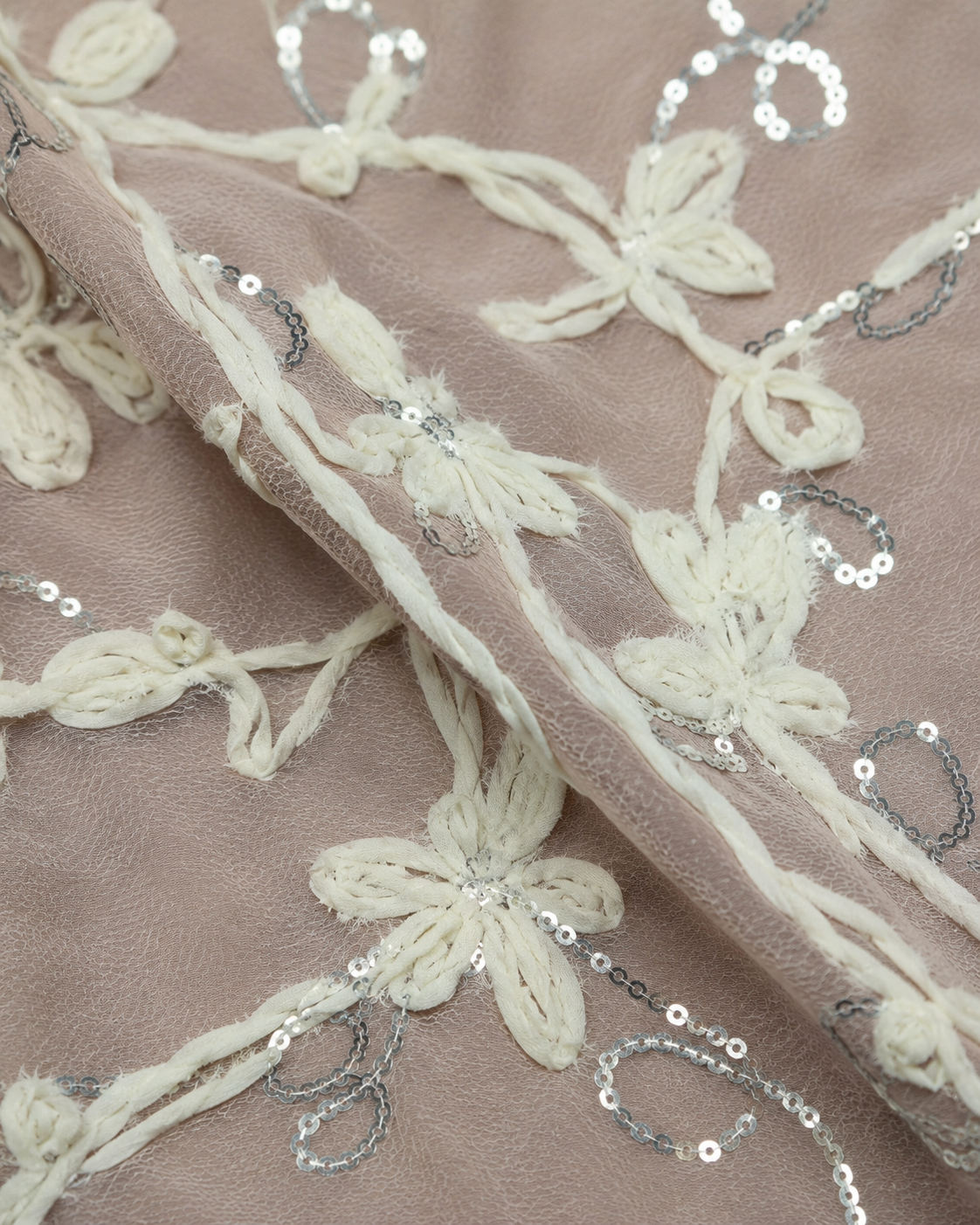 Luxury Floral Cord Embroidered Tulle Fabric - image 2