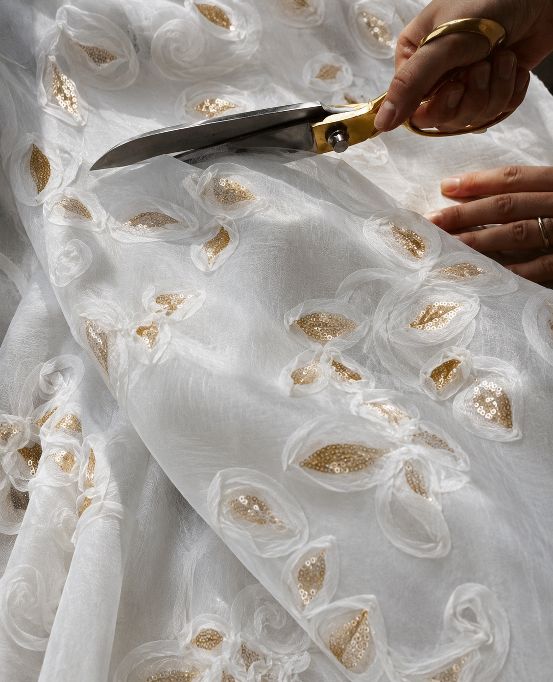 Crinkle Organza with 3D Appliqué - image 4