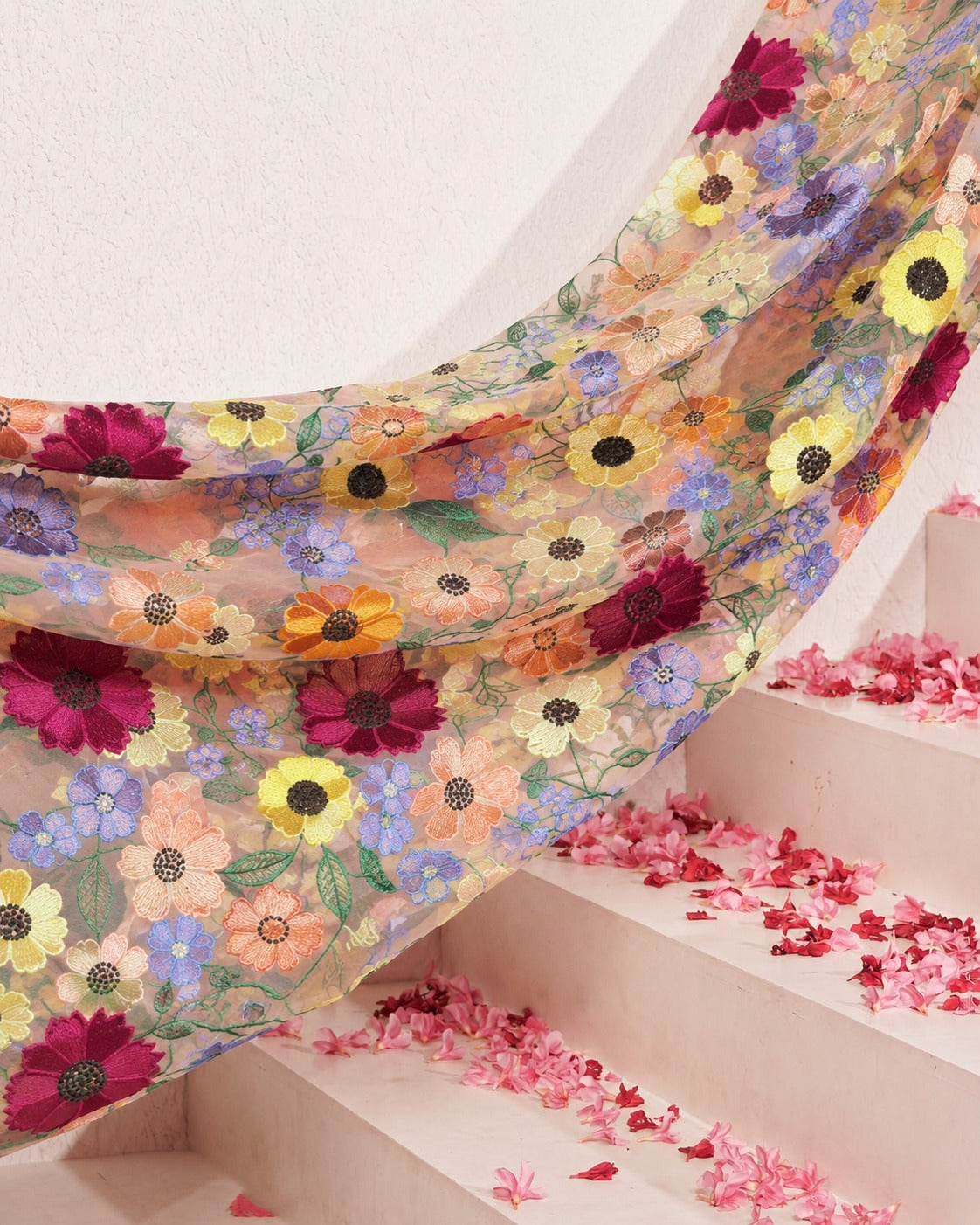 3D Floral Mesh Lace Fabric - image 3