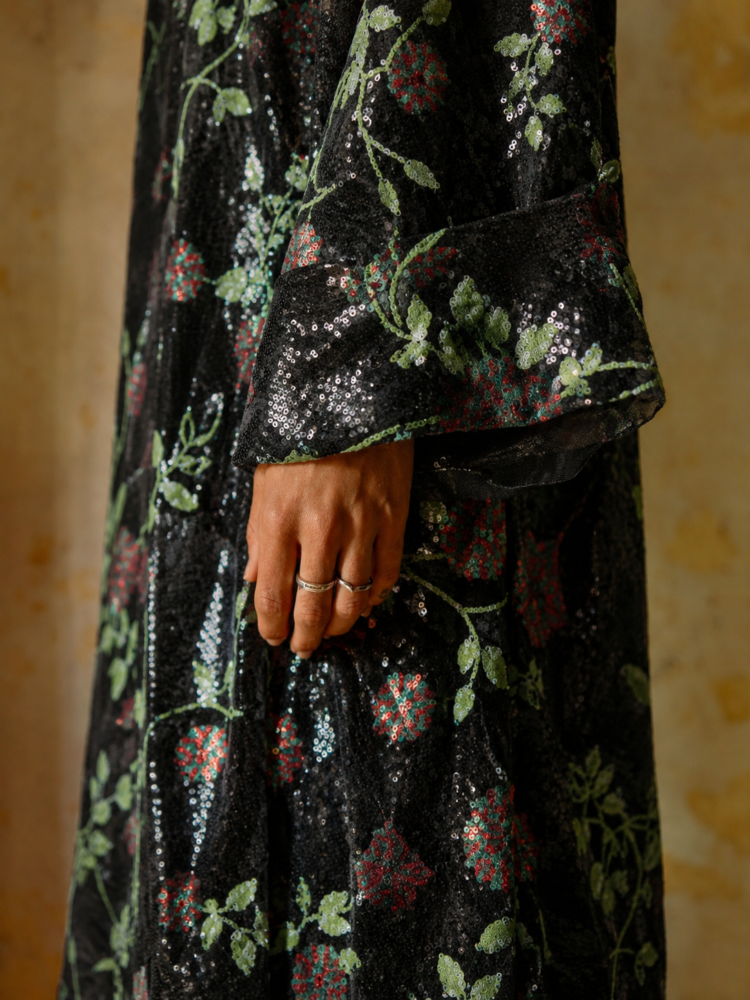 Floral Sequin Embroidery Net Fabric - image 9