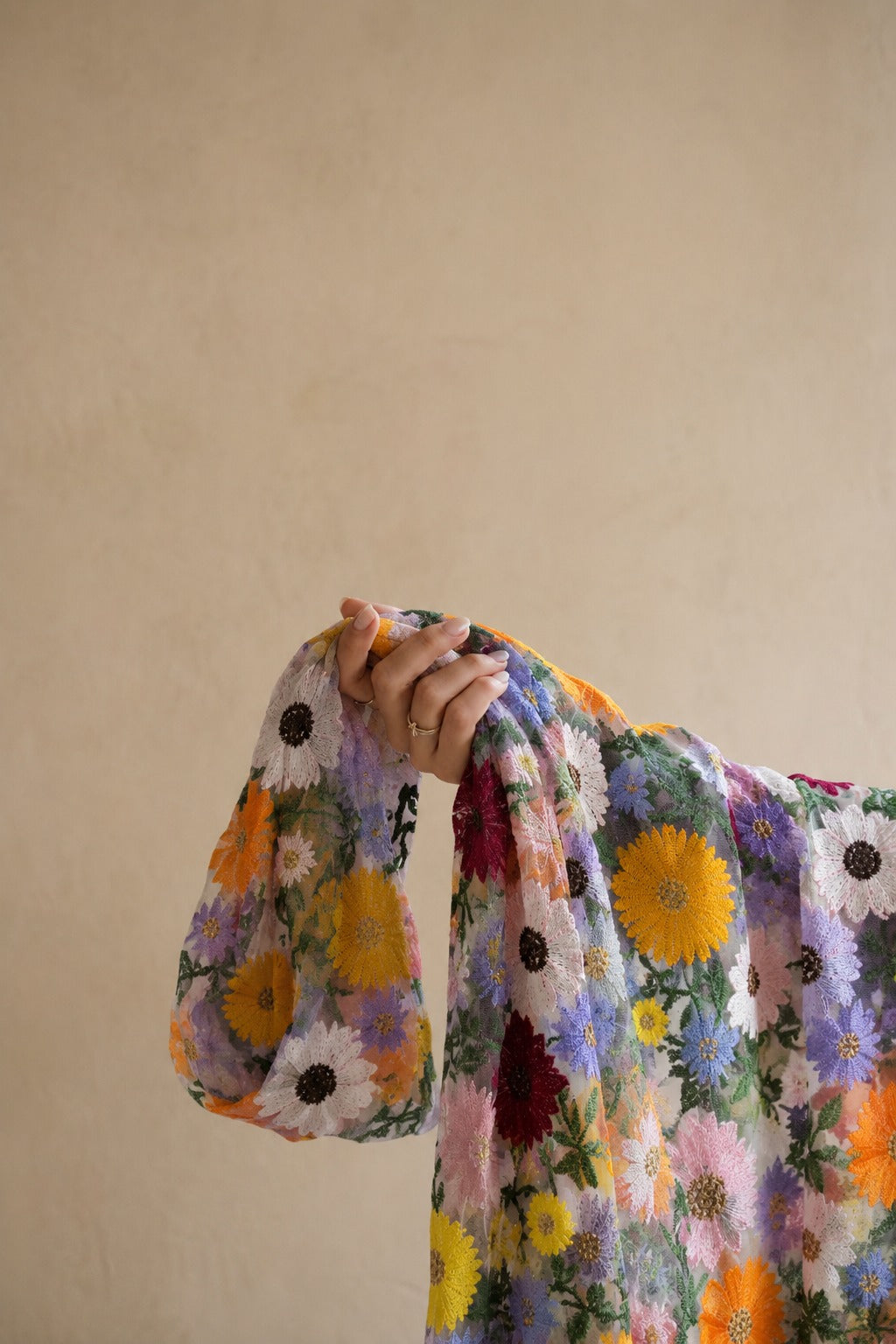 Floral Embroidered Net Fabric - image 5