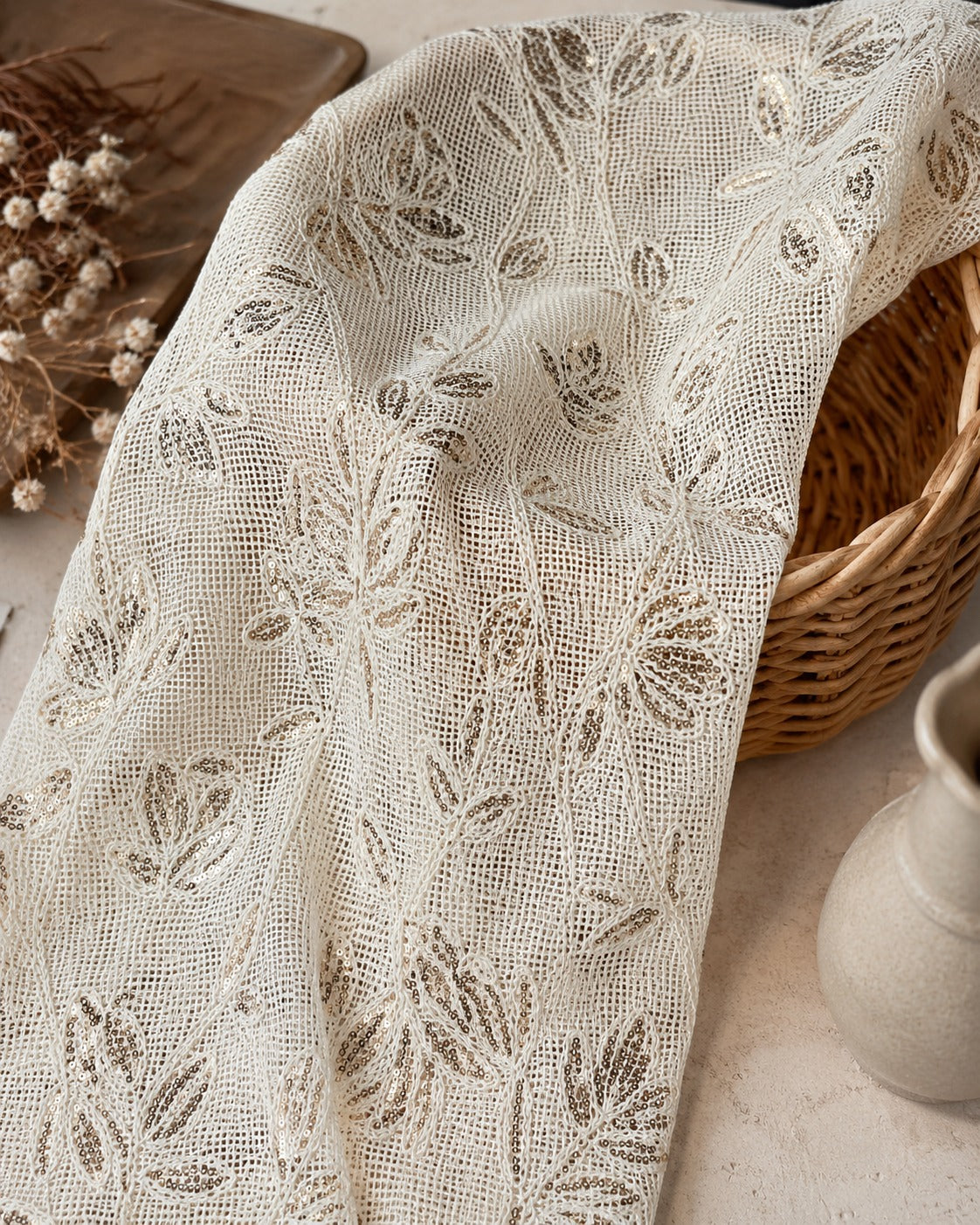 Sequined Open-Weave Mesh - image 1