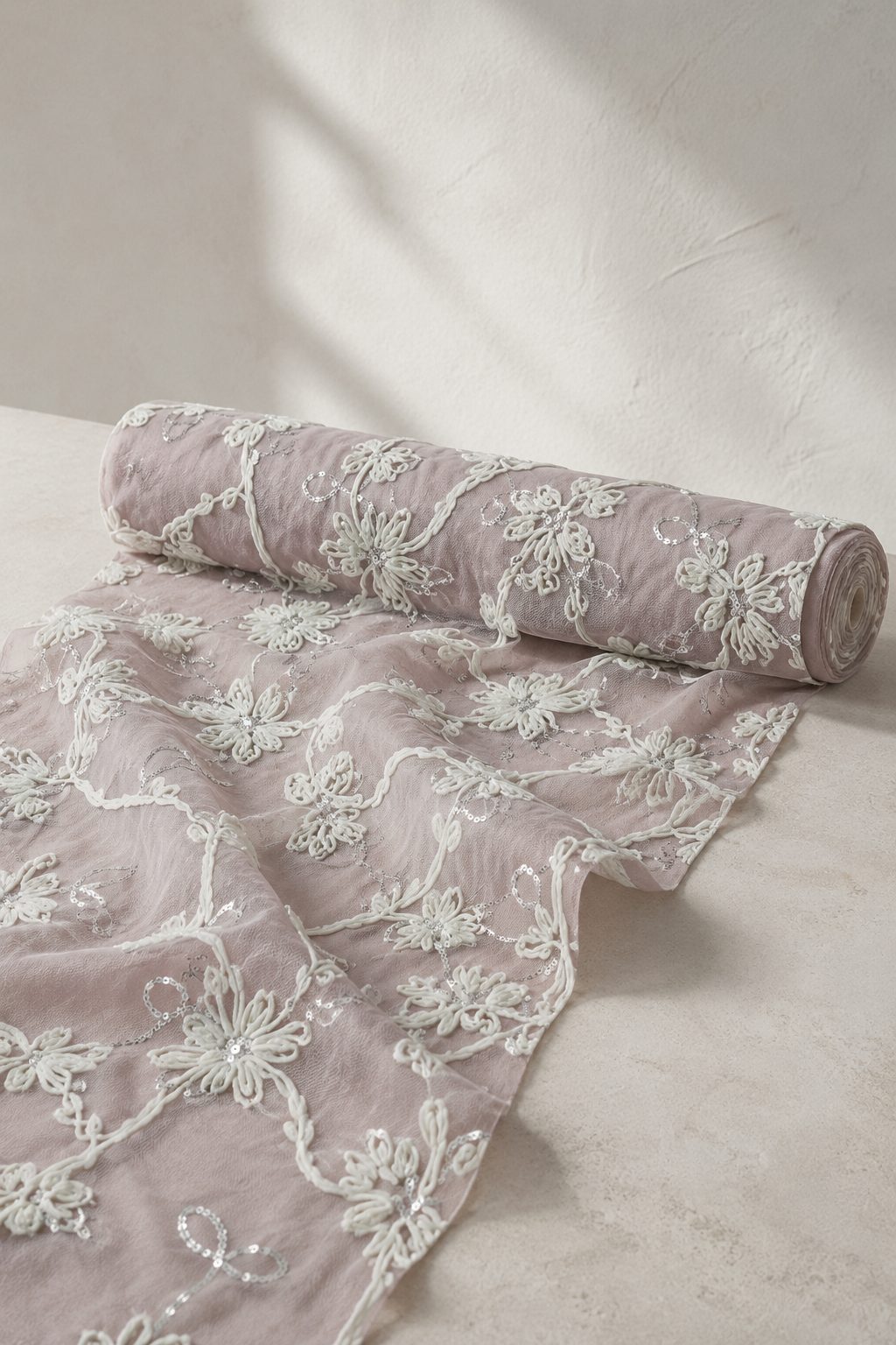 Luxury Floral Cord Embroidered Tulle Fabric - image 8