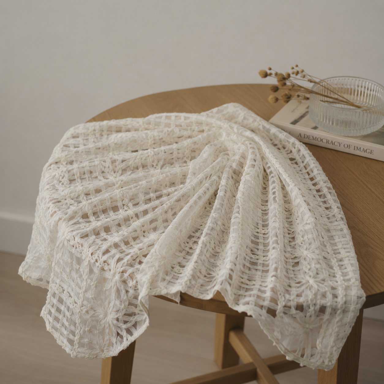 Ivory Floral Guipure Lace Fabric - image 6