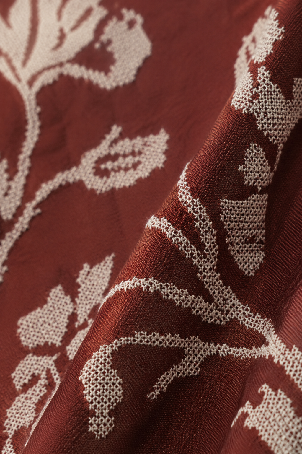Red Floral Brocade Jacquard Fabric - image 4