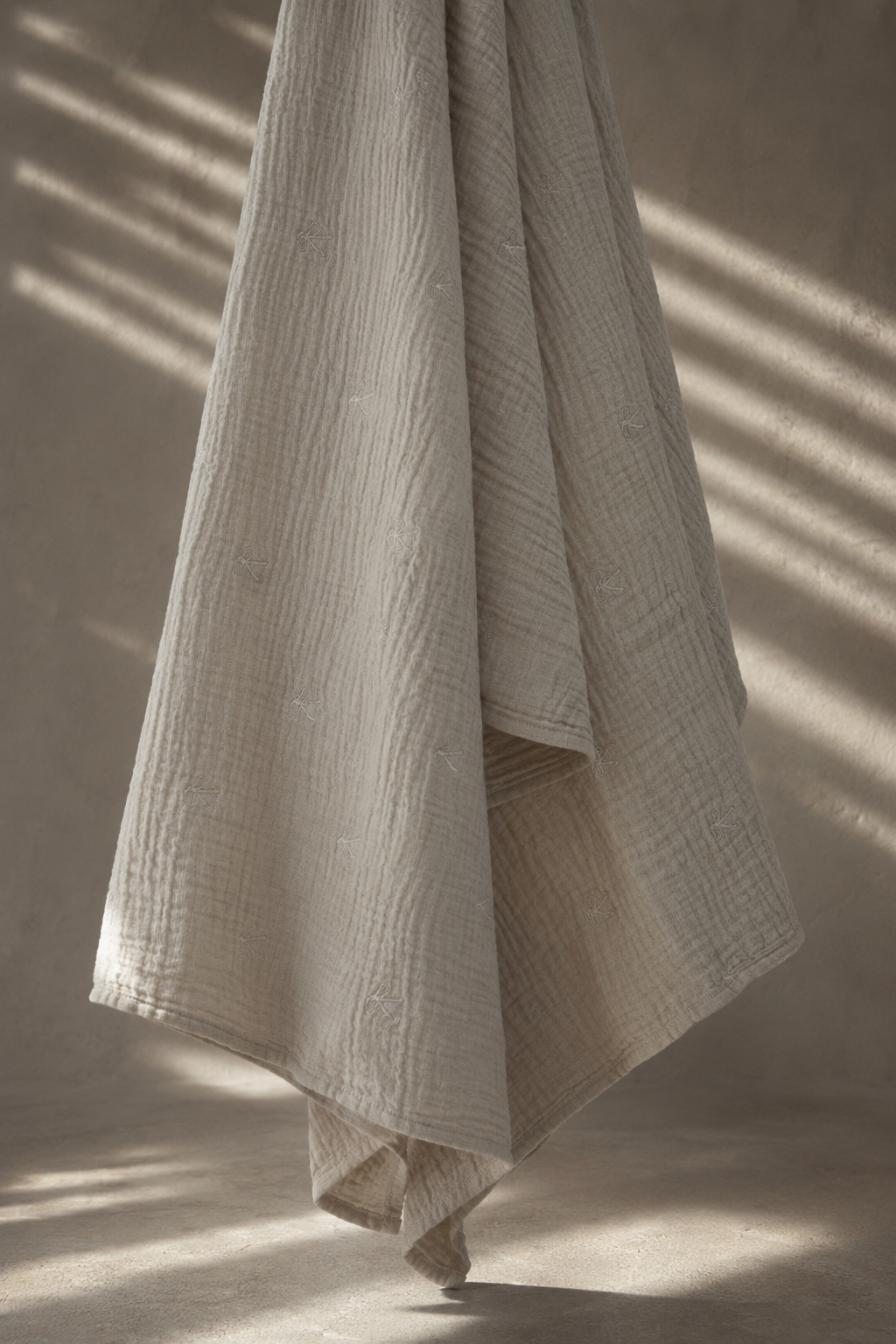 Double Gauze Muslin Fabric with Bow Embroidery - image 3