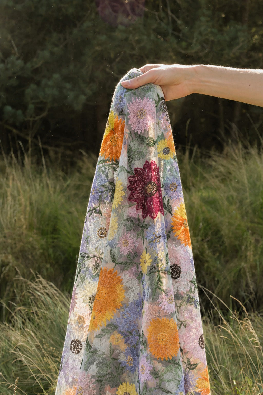 Floral Embroidered Net Fabric - image 6