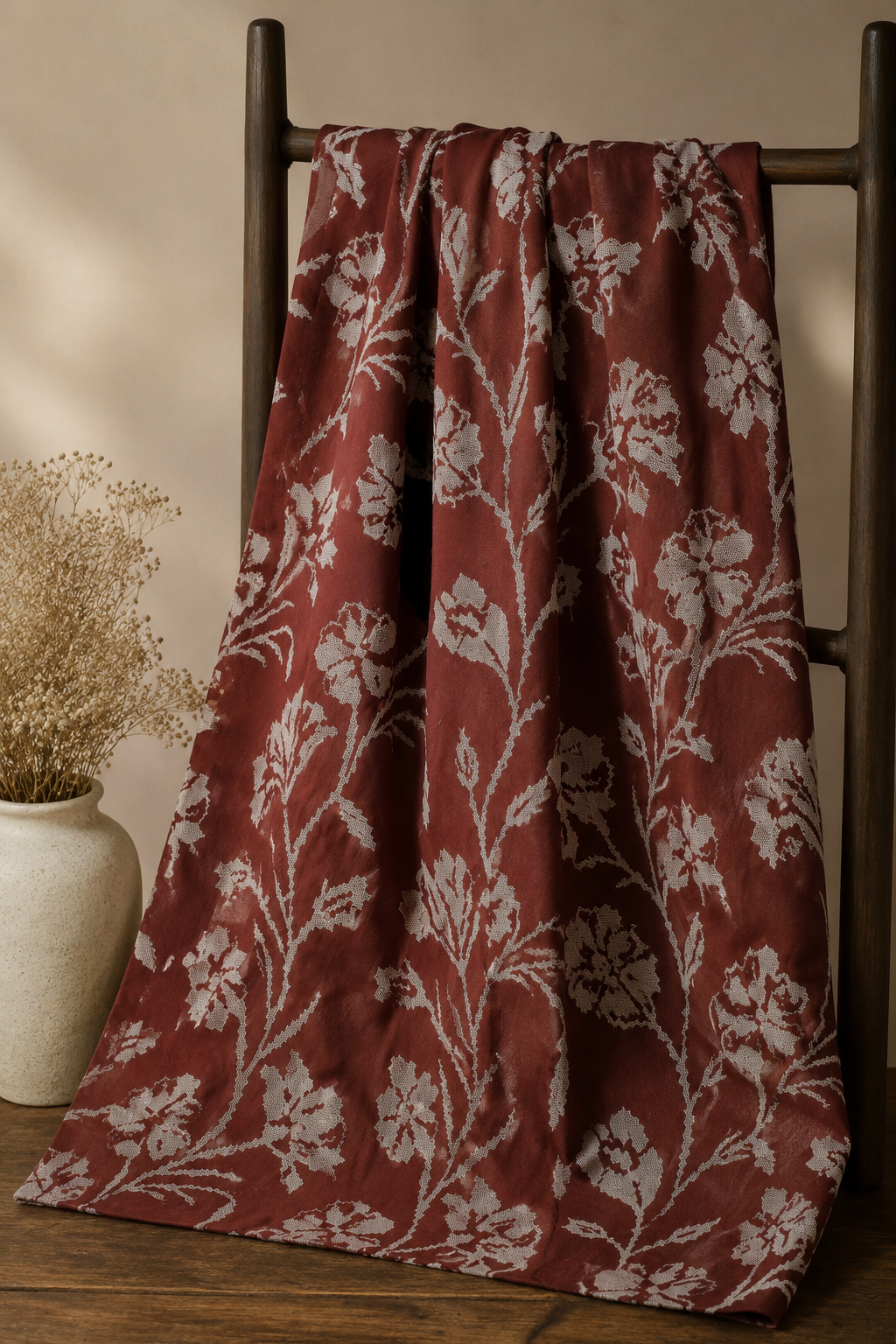 Red Floral Brocade Jacquard Fabric - image 2