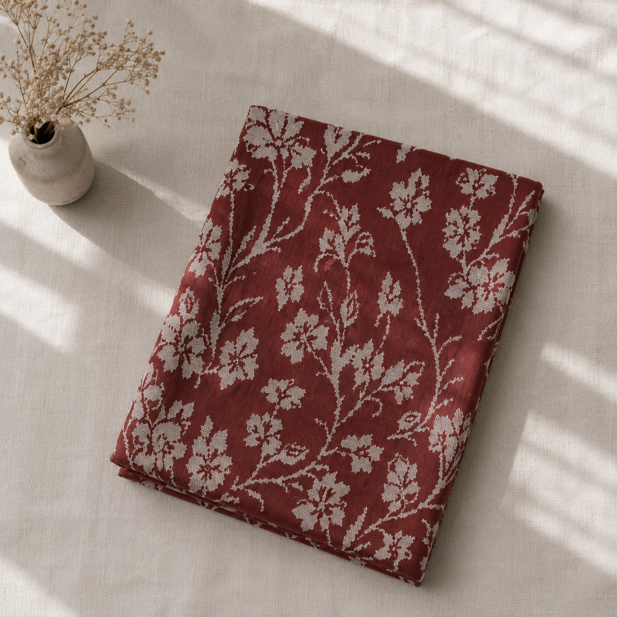 Red Floral Brocade Jacquard Fabric - image 9