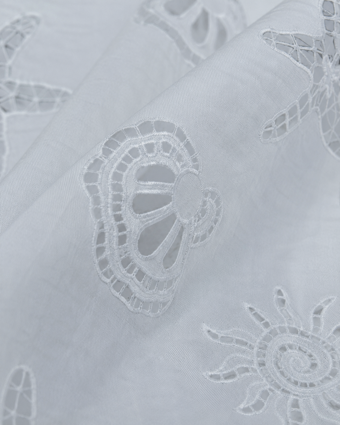 Woven Cotton Fabric with Schiffli Cutwork Embroidery - image 7
