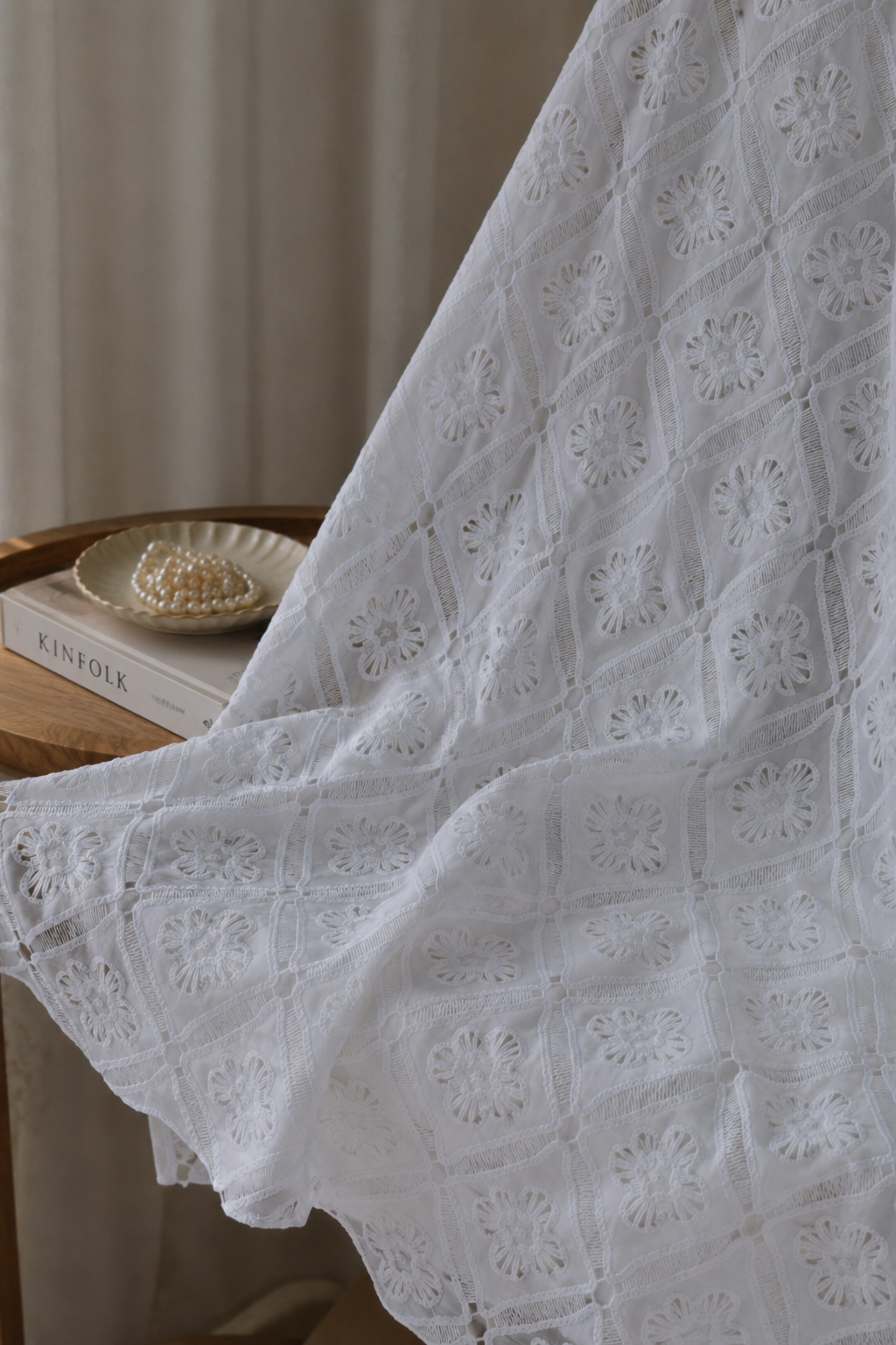 Cotton Schiffli Embroidery Fabric - image 2