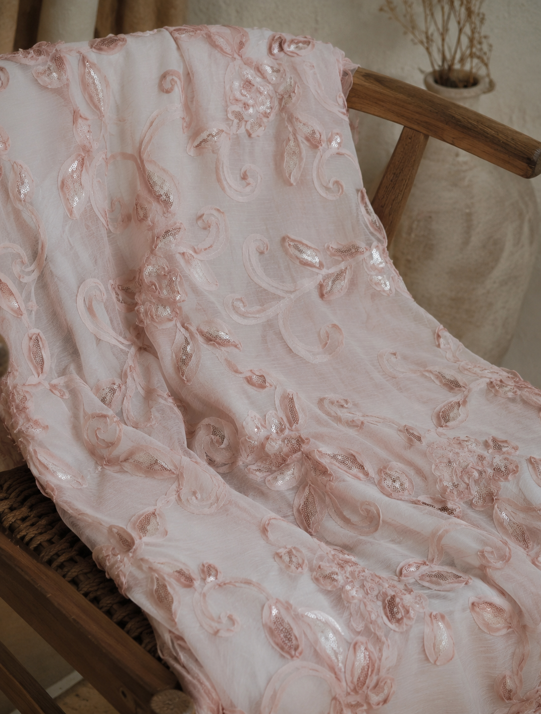 Organza Ribbon Embroidery with Sequins - image 1