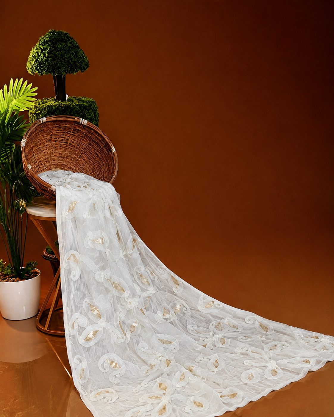 Crinkle Organza with 3D Appliqué - image 5