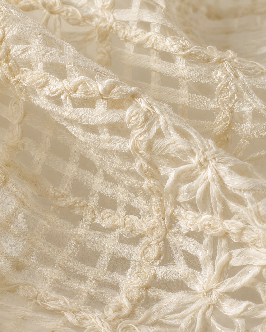 Ivory Floral Guipure Lace Fabric - image 2