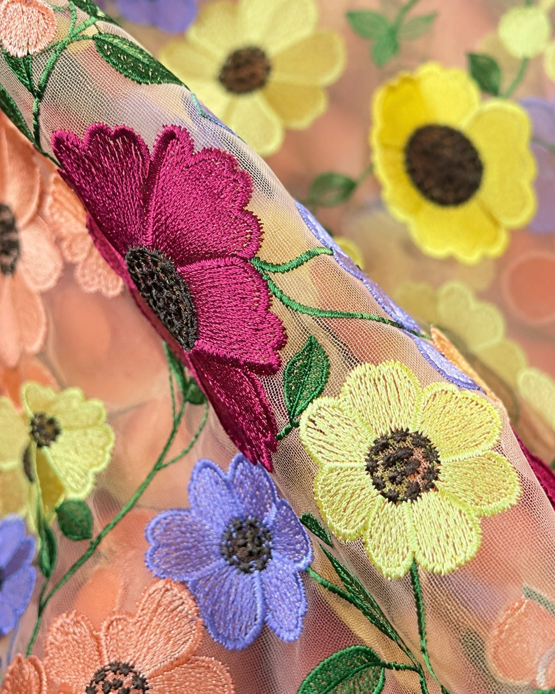 3D Floral Mesh Lace Fabric - image 1