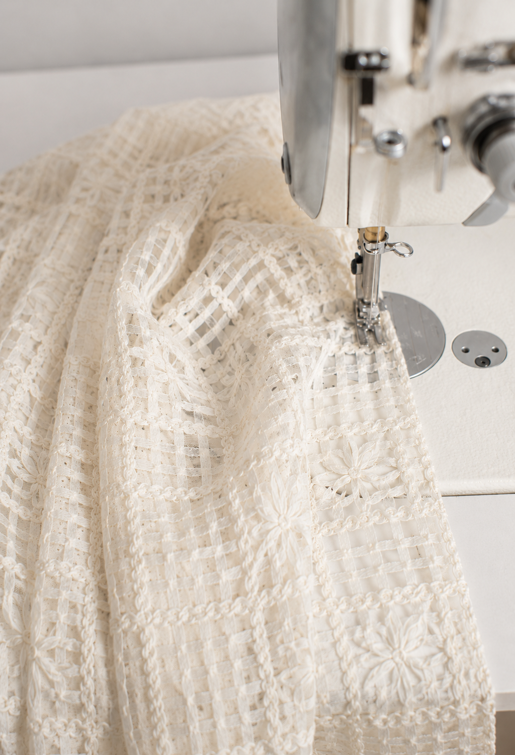 Ivory Floral Guipure Lace Fabric - image 9