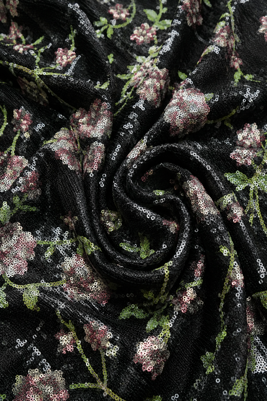 Allover Floral Sequin Embroidered Net Fabric - image 4
