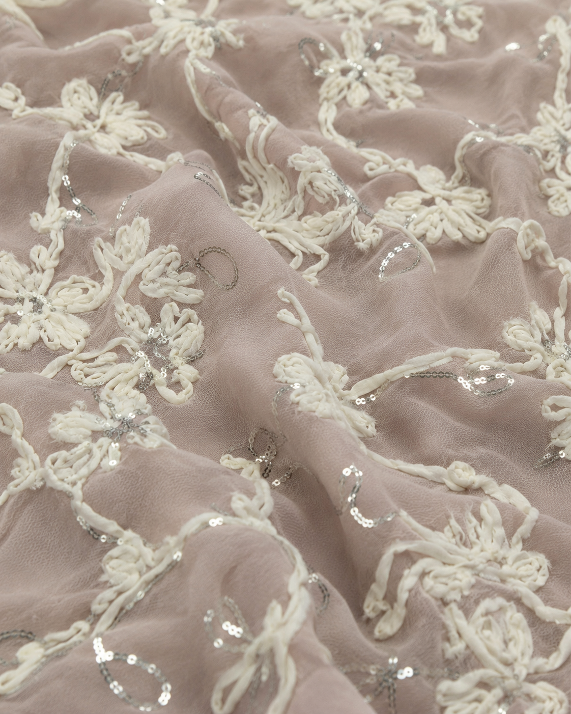 Luxury Floral Cord Embroidered Tulle Fabric - image 6