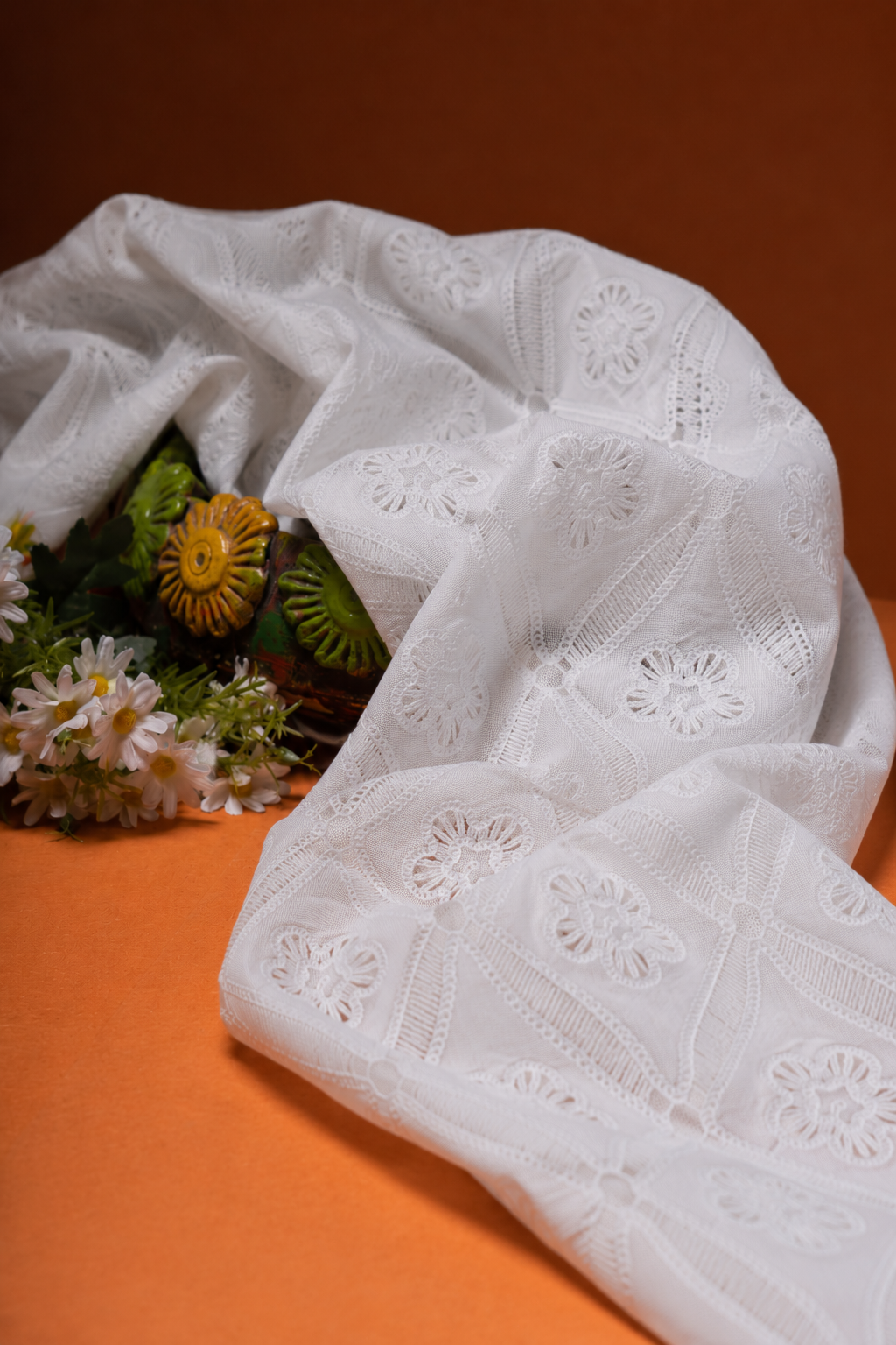 Cotton Schiffli Embroidery Fabric - image 7