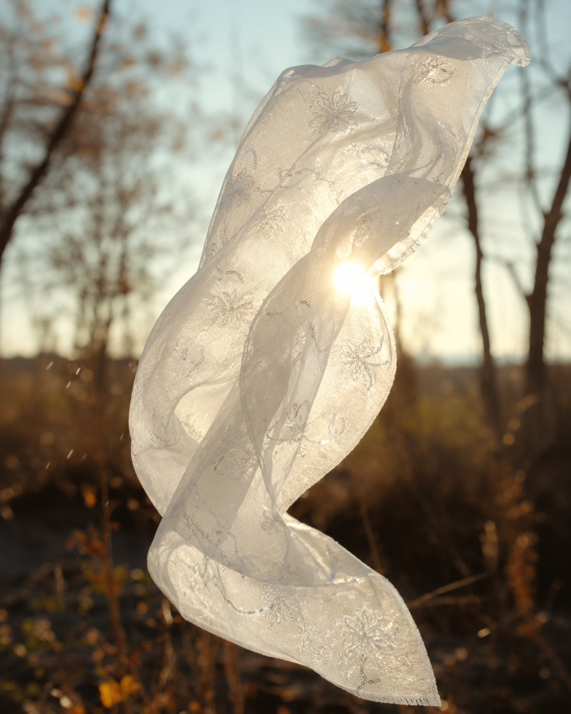 Sheer Embroidered Fabric with Sequins - image 8