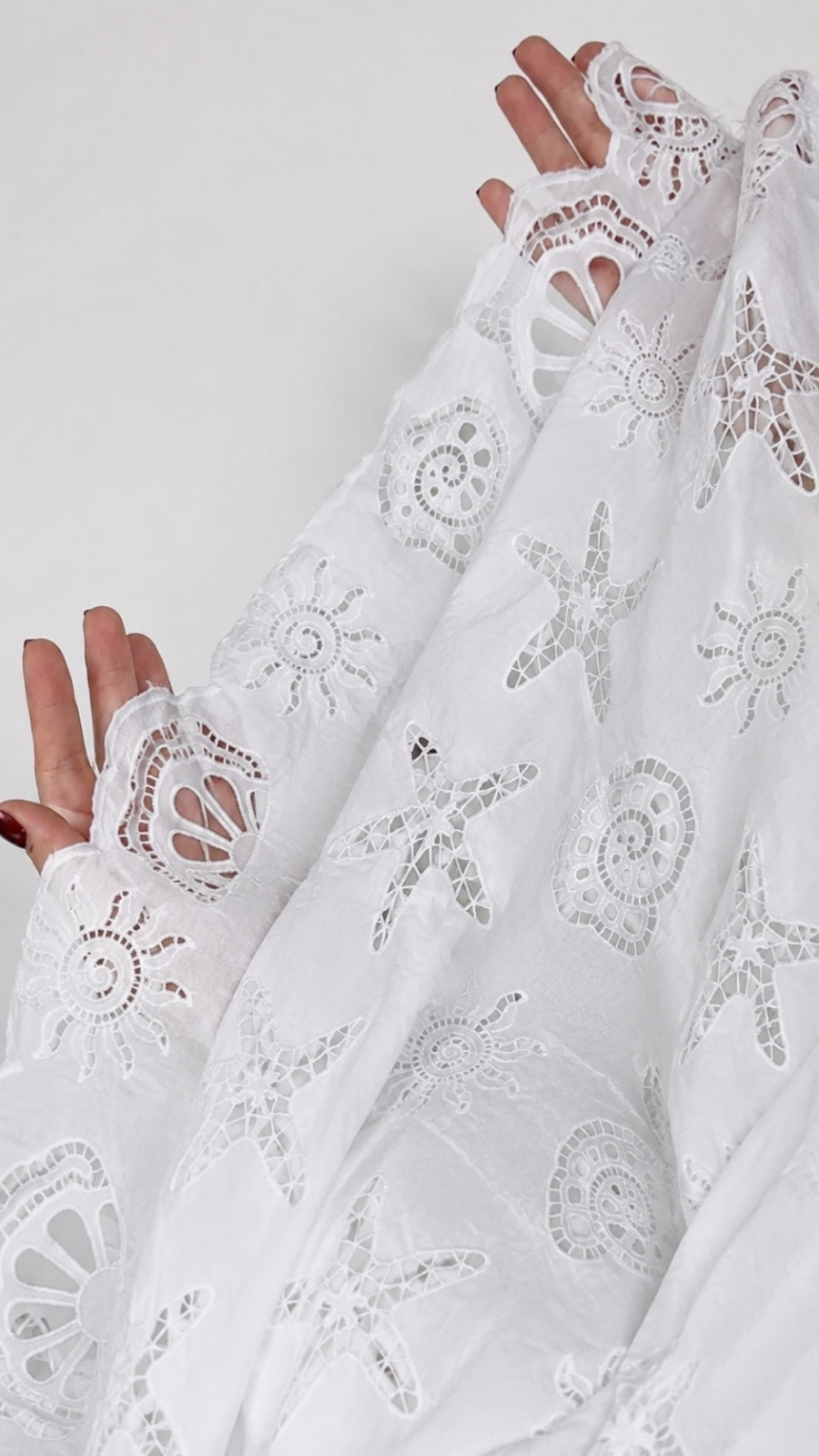 Woven Cotton Fabric with Schiffli Cutwork Embroidery - image 5
