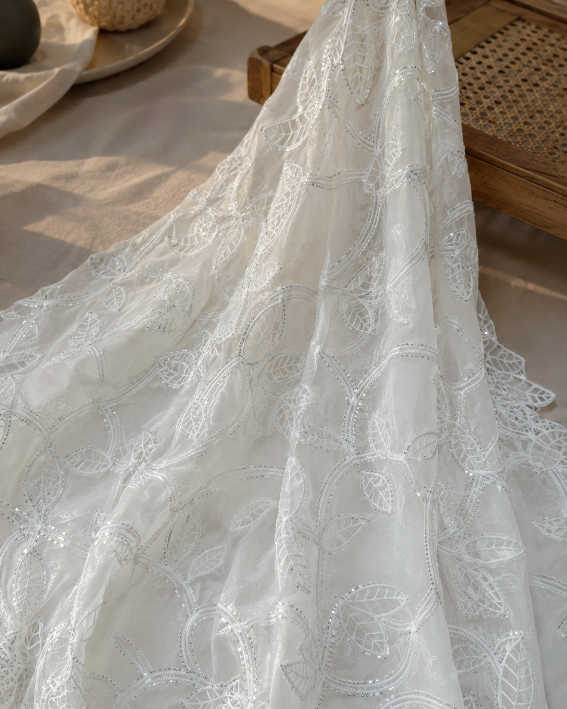Sequin Embroidered Net Fabric - image 1