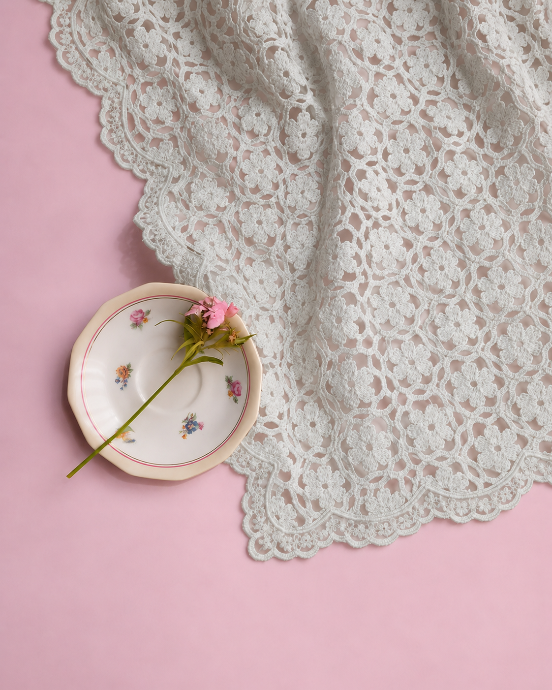 Ivory Floral Venetian Lace Fabric - image 8
