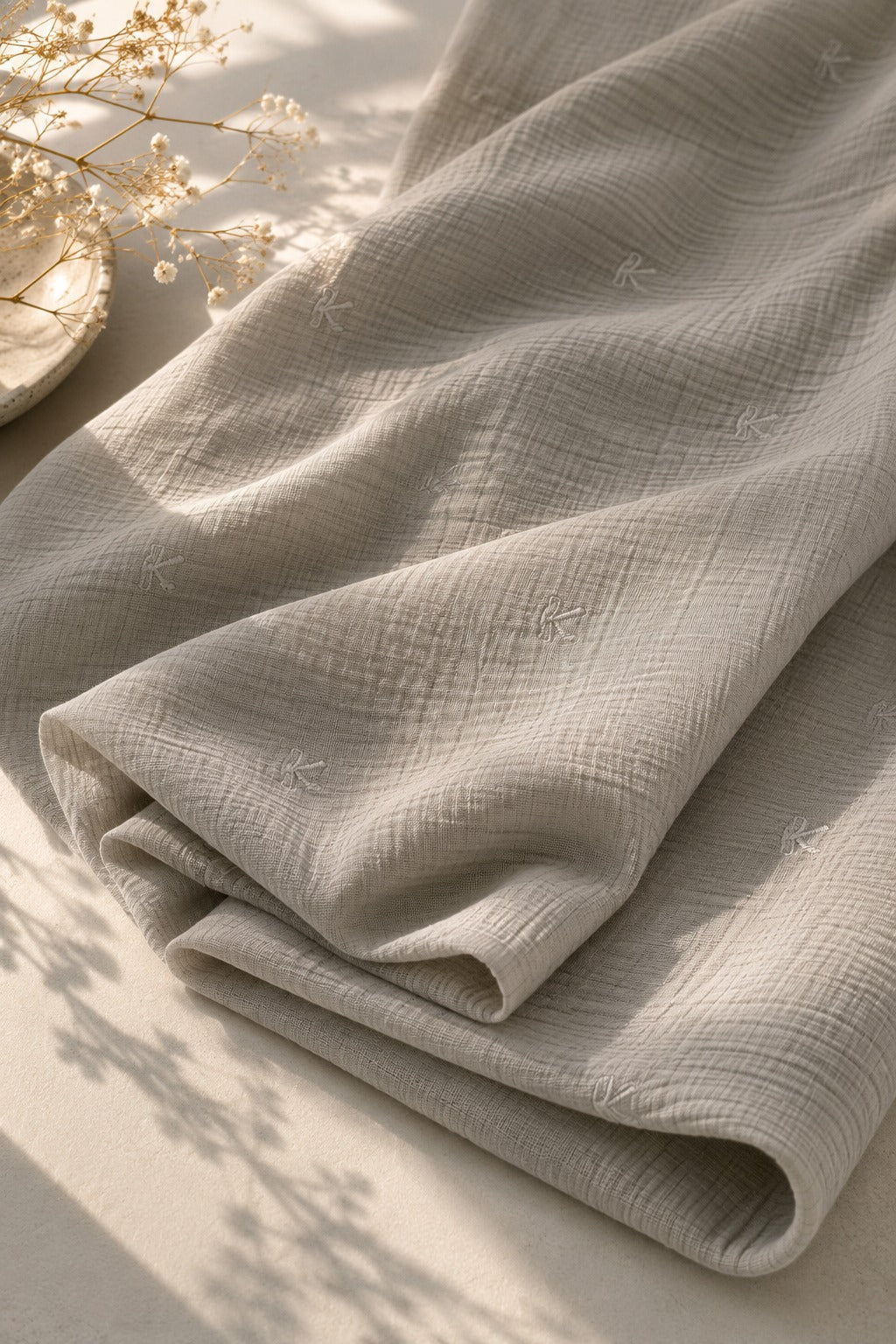 Double Gauze Muslin Fabric with Bow Embroidery - image 8