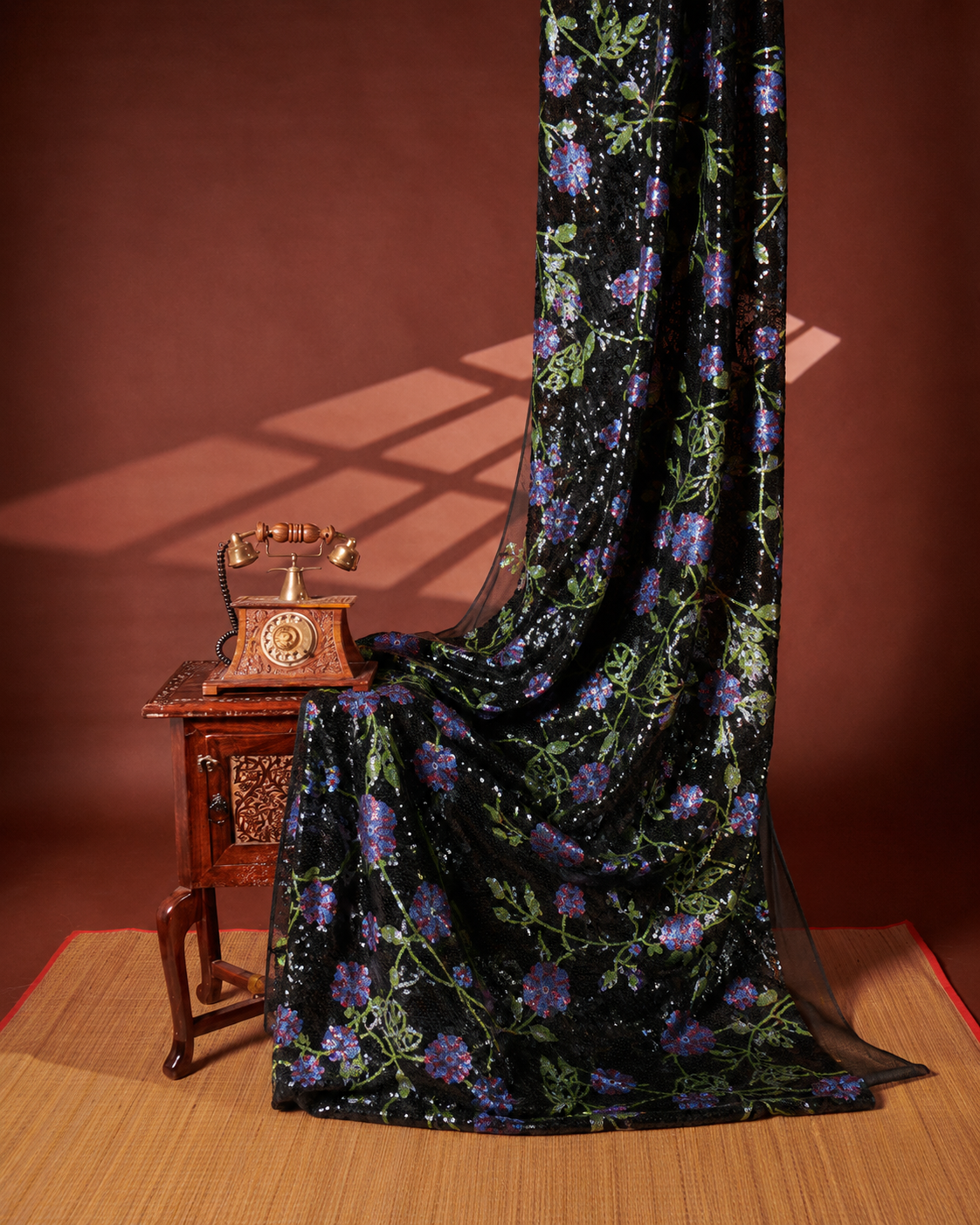 Floral Sequin Mesh Fabric - image 5