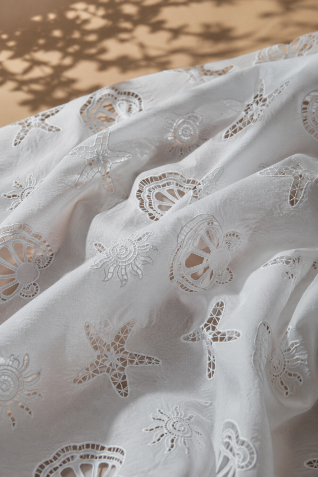 Woven Cotton Fabric with Schiffli Cutwork Embroidery - image 6